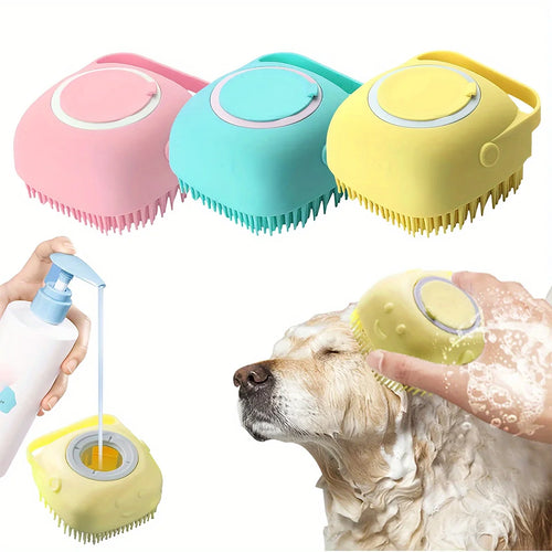 2-in-1 Dog Bathing Brush — Shampoo Dispenser & Massage Brush for Dogs